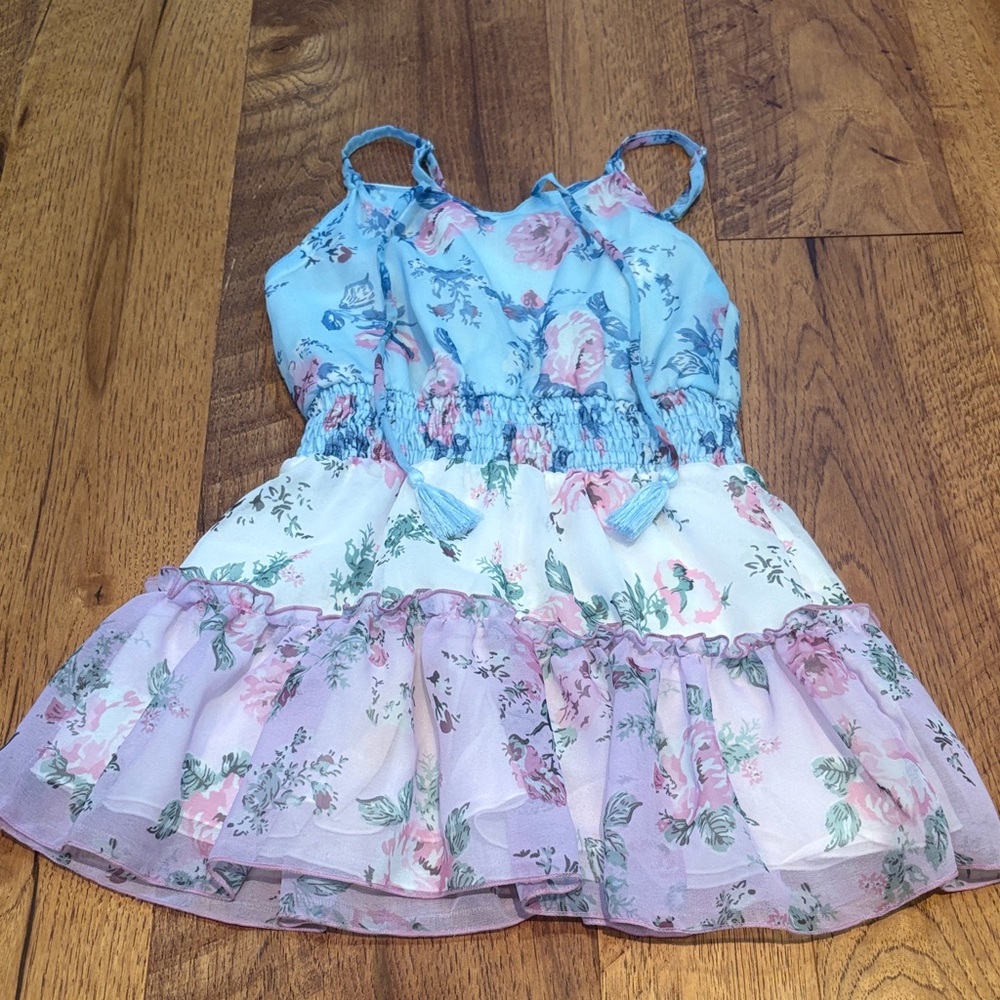 Fbz Girl’s Blue and Pink Floral Dress Size 3T